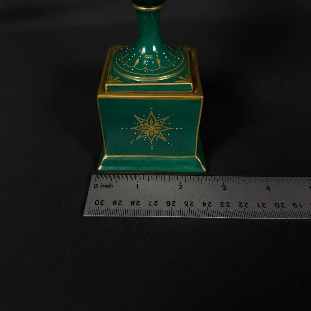 Antique Royal Vienna Portrait Urn Vase Hand Painted Lady Green/Gold signed RUTH